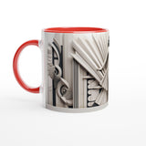 Silver Lady Art Deco Ceramic Coffee Mug Red Rim
