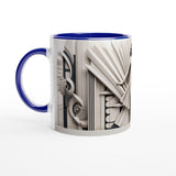 Silver Lady Art Deco Ceramic Coffee Mug Blue rim