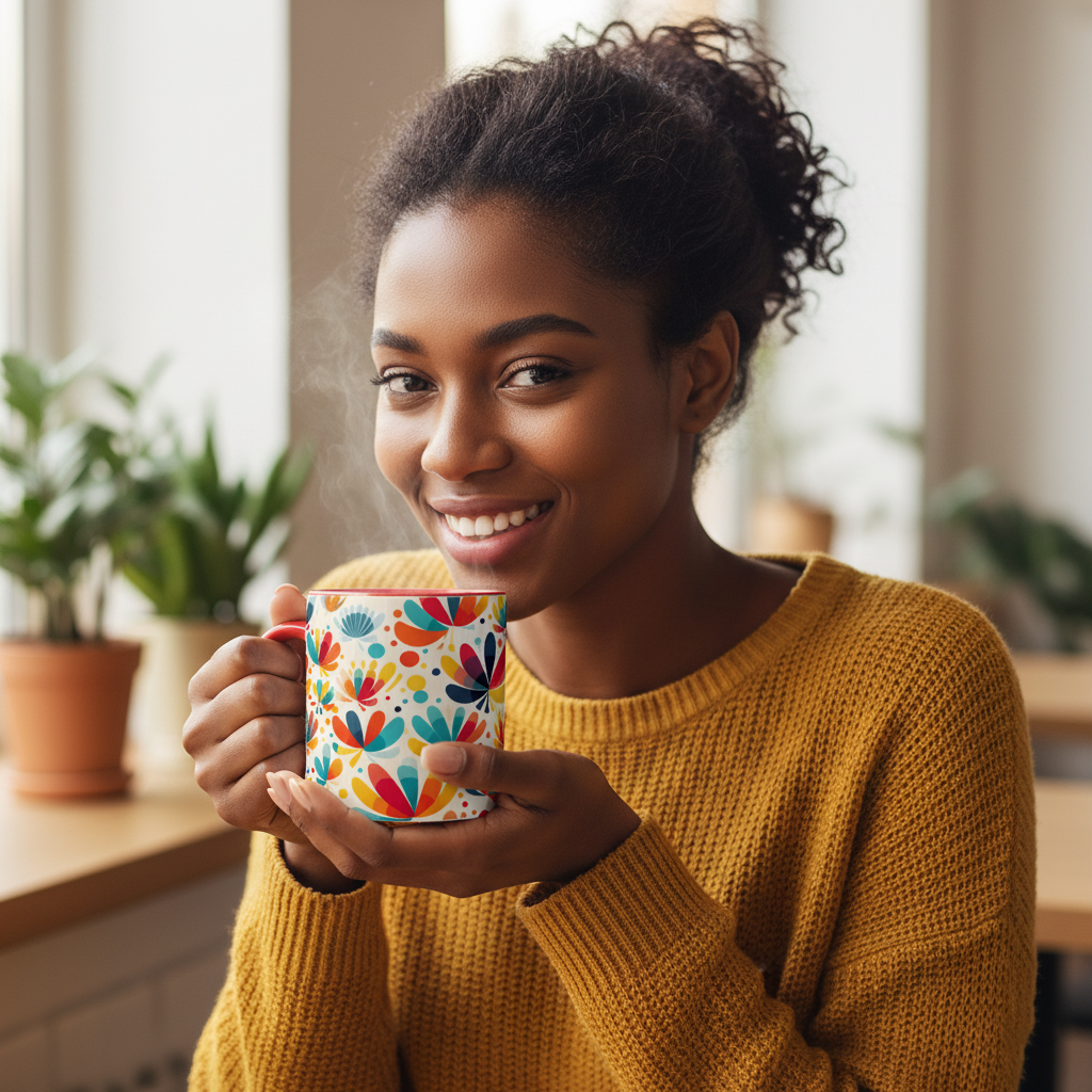 Bright Colourful Abstract Pattern Ceramic Mug – Perfect for Coffee Lovers