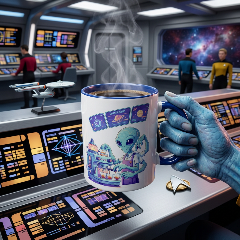 Alien Coffee Maker Sci-fi Ceramic Mug – 11oz Unique Design