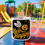 Cute Bee Happy Coffee Mug – Ceramic, Dishwasher & Microwave Safe, 11oz