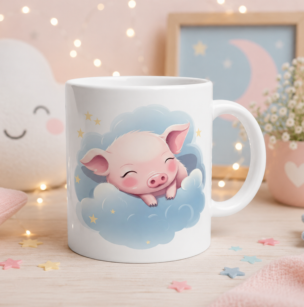 Cute Piglet Pig Sleeping Cartoon Style Coffee Mug – 11oz Ceramic Design