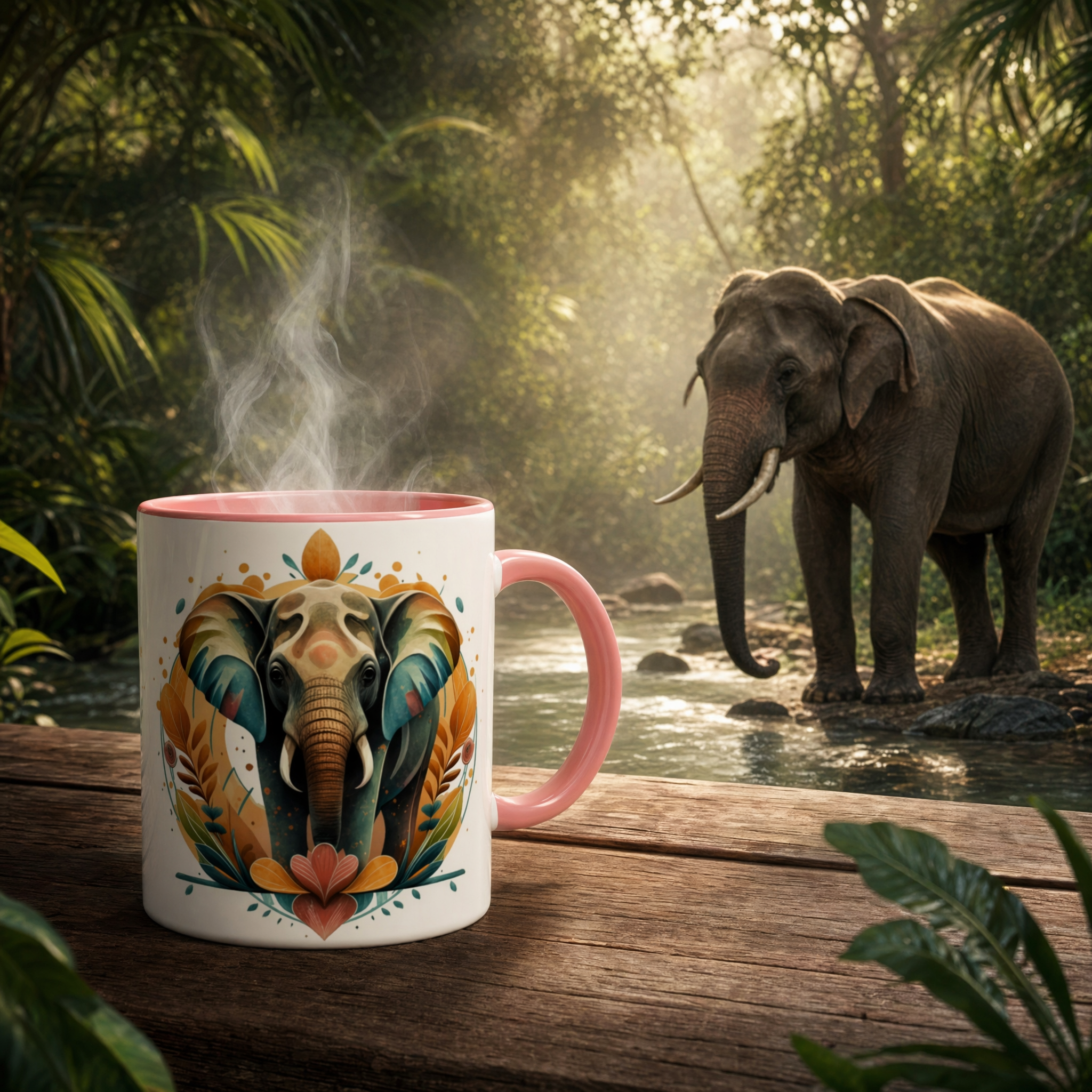 Elephant Art Coffee Mug – Unique Gift, Ceramic 11oz, Dishwasher & Microwave Safe