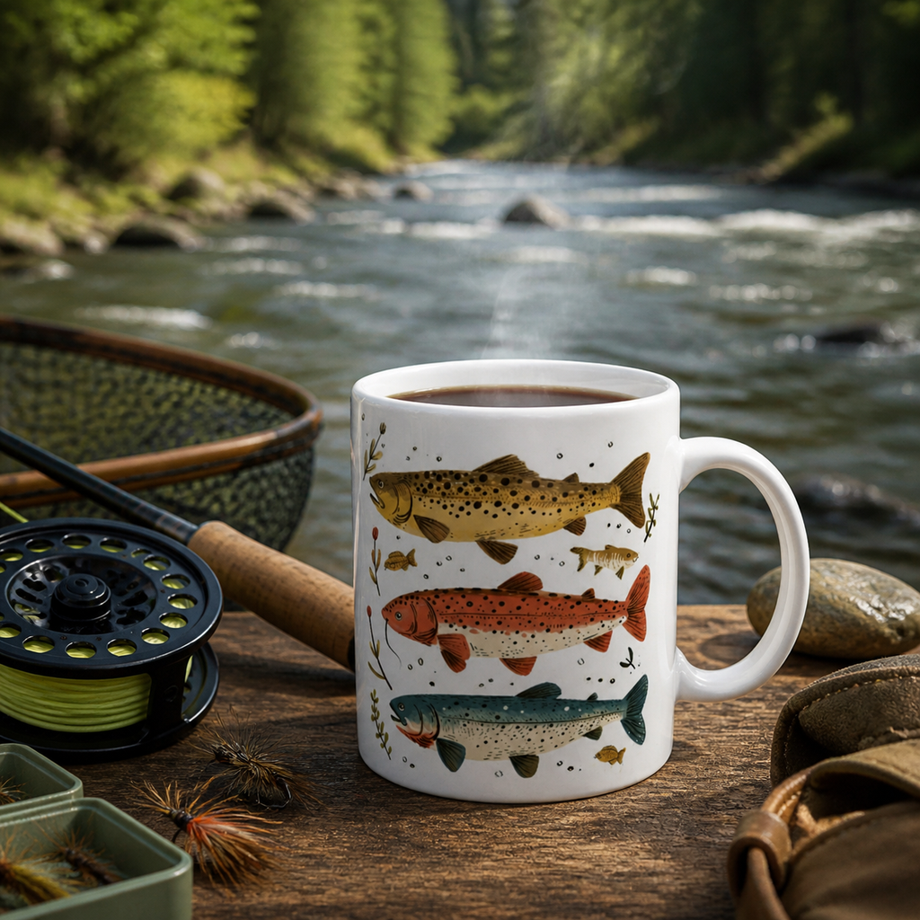 Fisherman Coffee Mug – 11oz Ceramic, Dishwasher & Microwave Safe, Colorful Design