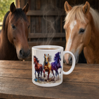Colorful Galloping Horses Ceramic Coffee Mug – Perfect for Horse Lovers
