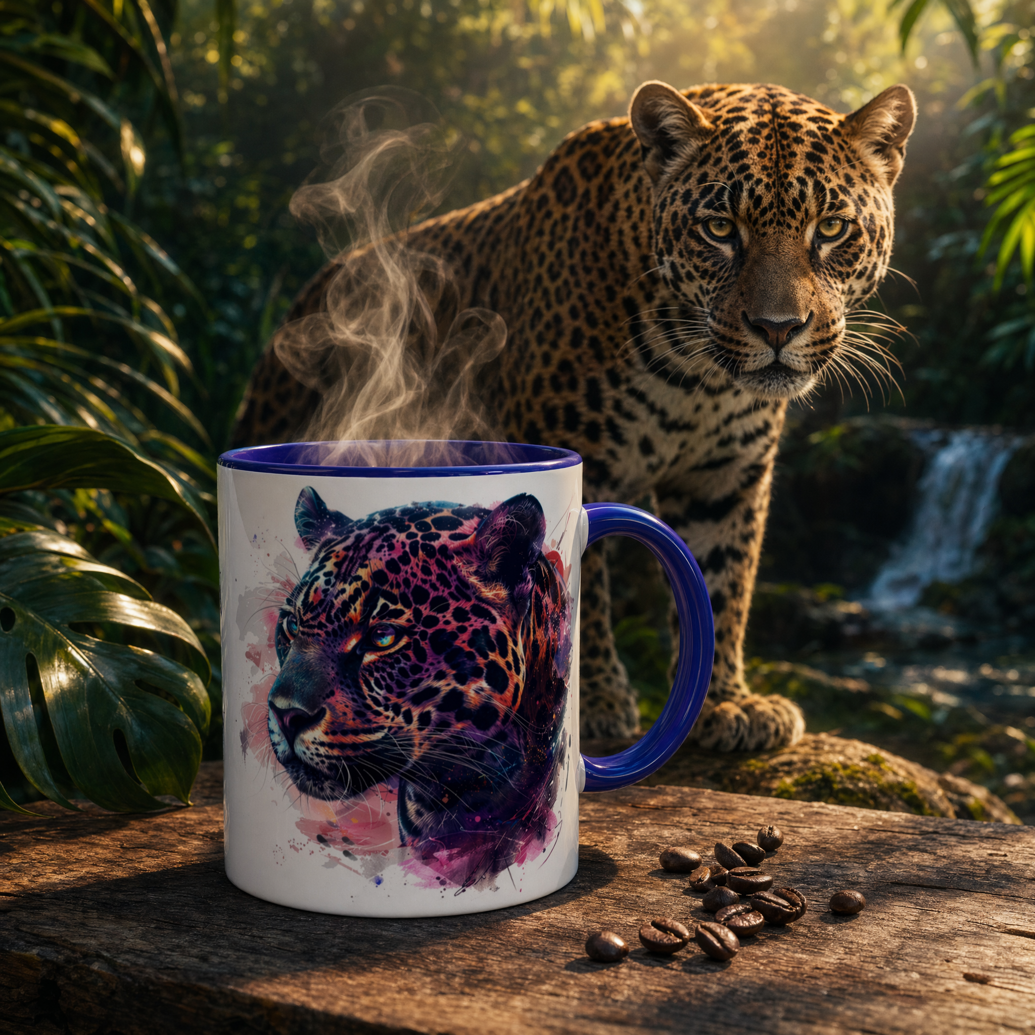 Colorful Jaguar Design Ceramic Coffee Mug – 11oz Gift Mug
