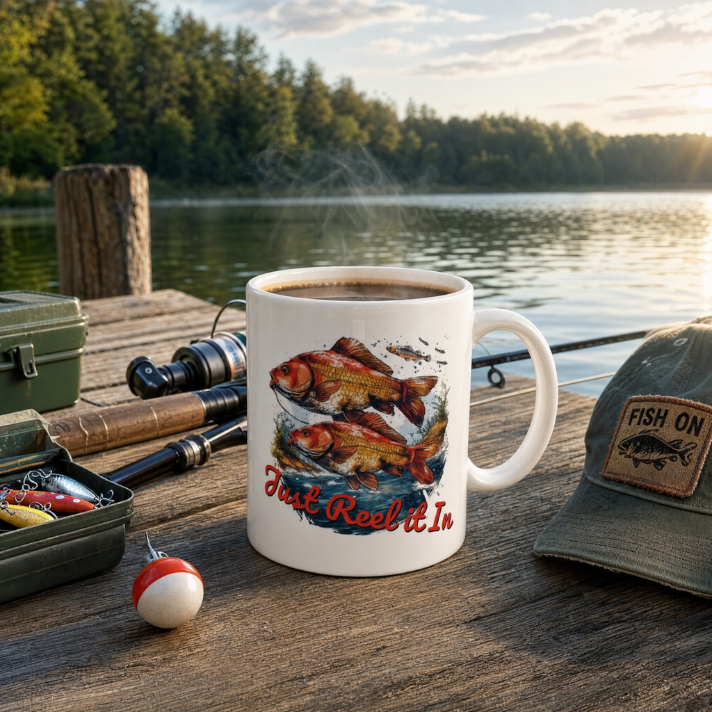 Fisherman Coffee Mug – 11oz Ceramic, Dishwasher & Microwave Safe, Colorful Design