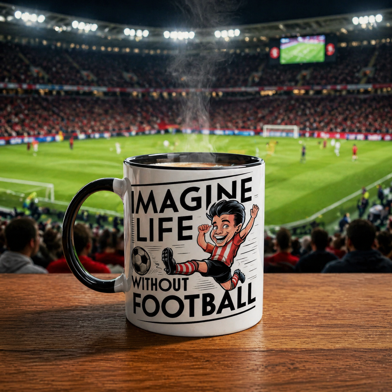 Fun Football Coffee Mug with Footballer Illustration Your Team