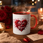 Love Hearts Gift Mug – Ceramic 11oz with Colored Rim & Handle