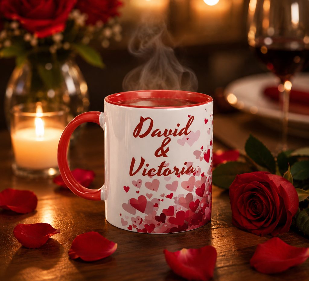 Personalized Love Mug – Custom Couple's Name Gift for Her with Heart Design