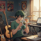 Manga Style Guitar Teenager Mug – 11oz Ceramic, Dishwasher & Microwave Safe