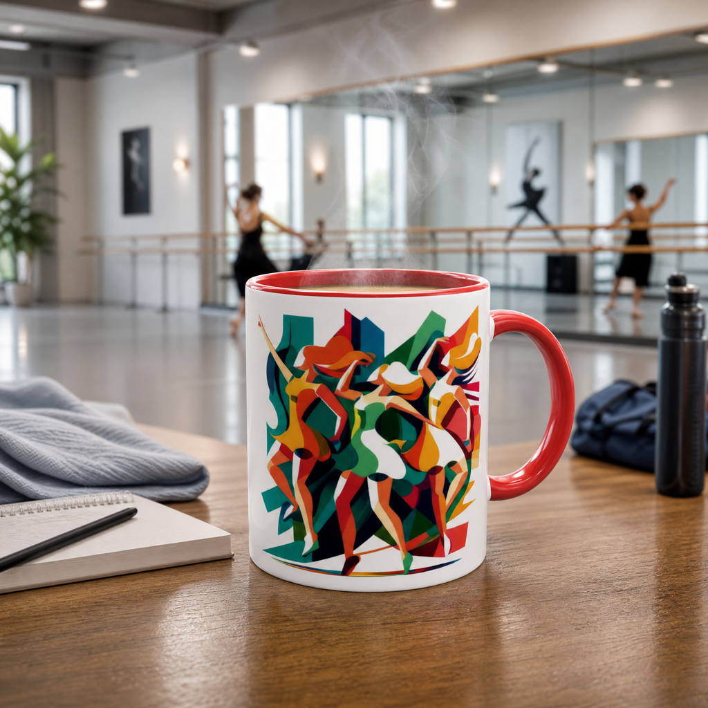 Modern Dance Coffee Mug  with Colorful Rim