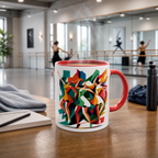 Modern Dance Coffee Mug  with Colorful Rim