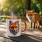 Red Fox Art Design Coffee Mug – Glossy White, Dishwasher & Microwave Safe, 11oz Ceramic