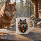 Colourful Wolf Ceramic Coffee Mug – 11oz Design for Hot Beverages