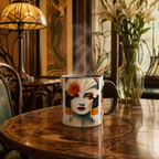 Retro Style Lady Coffee Mug - Glossy White 11oz Ceramic Design