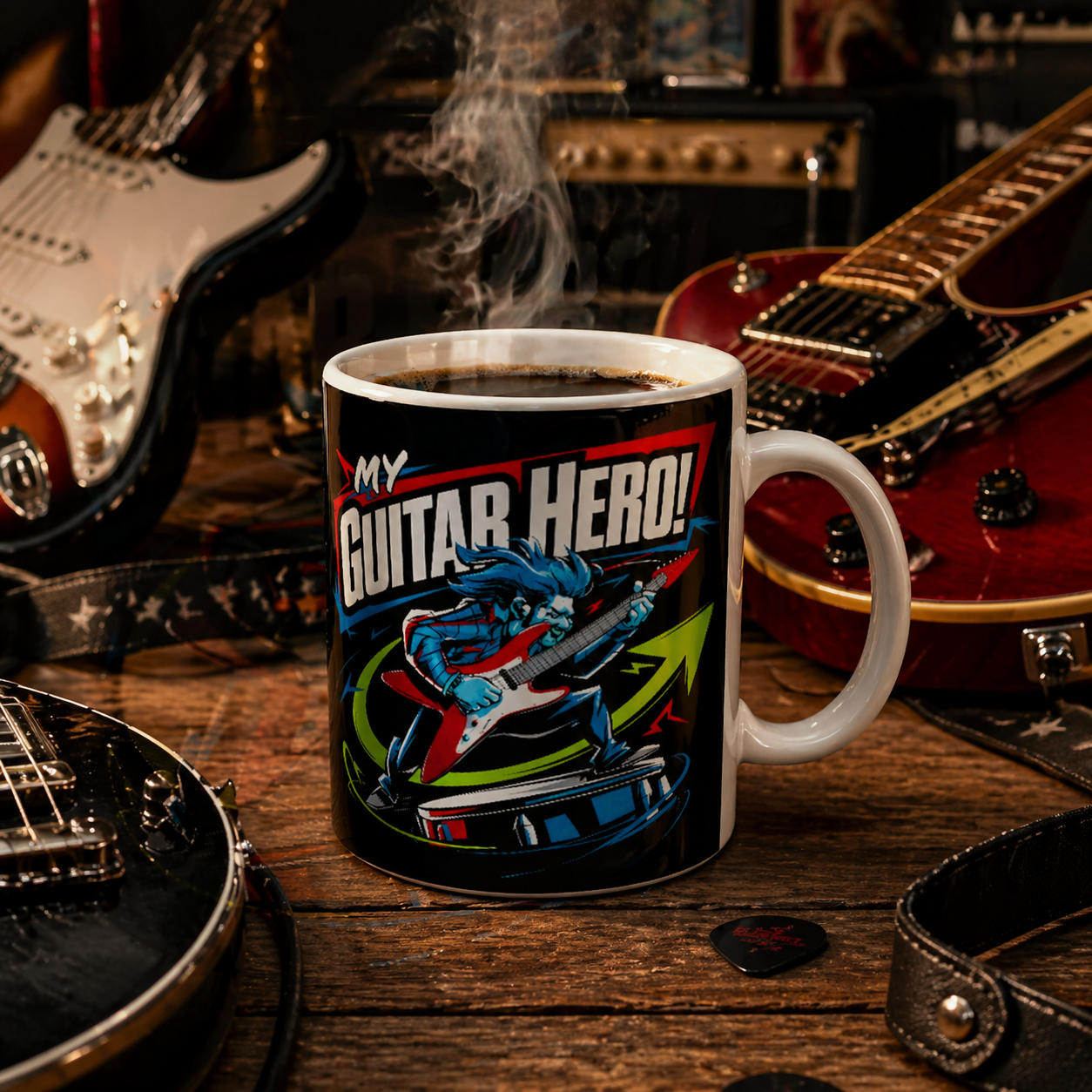 Vibrant Guitar Player Ceramic Mug Coffee Cup for Music Lovers