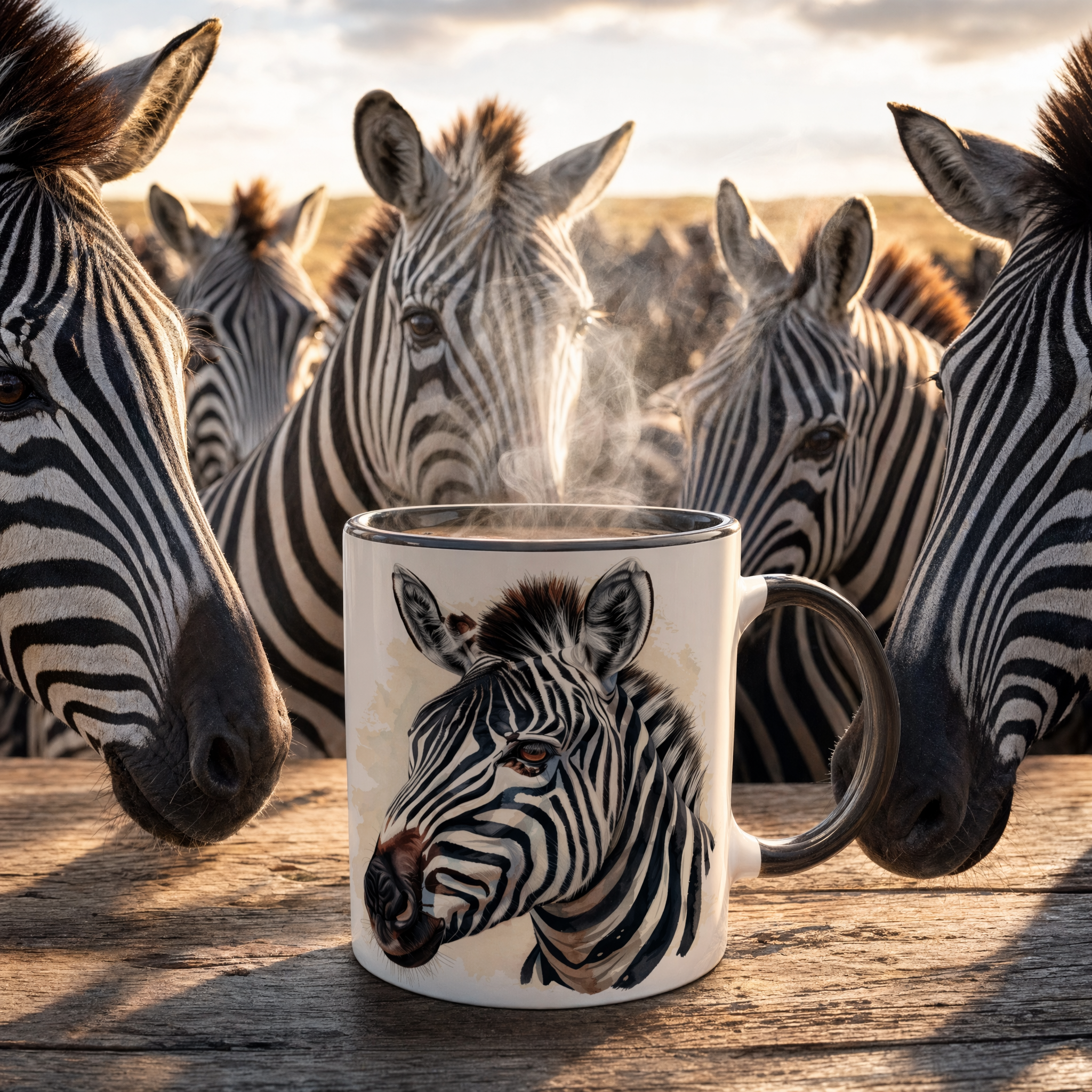 Zebra Safari-Inspired Coffee Mug – Glossy Ceramic, 11oz, Microwave & Dishwasher Safe