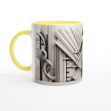 Silver Lady Art Deco Ceramic Coffee Mug Yellow Rim