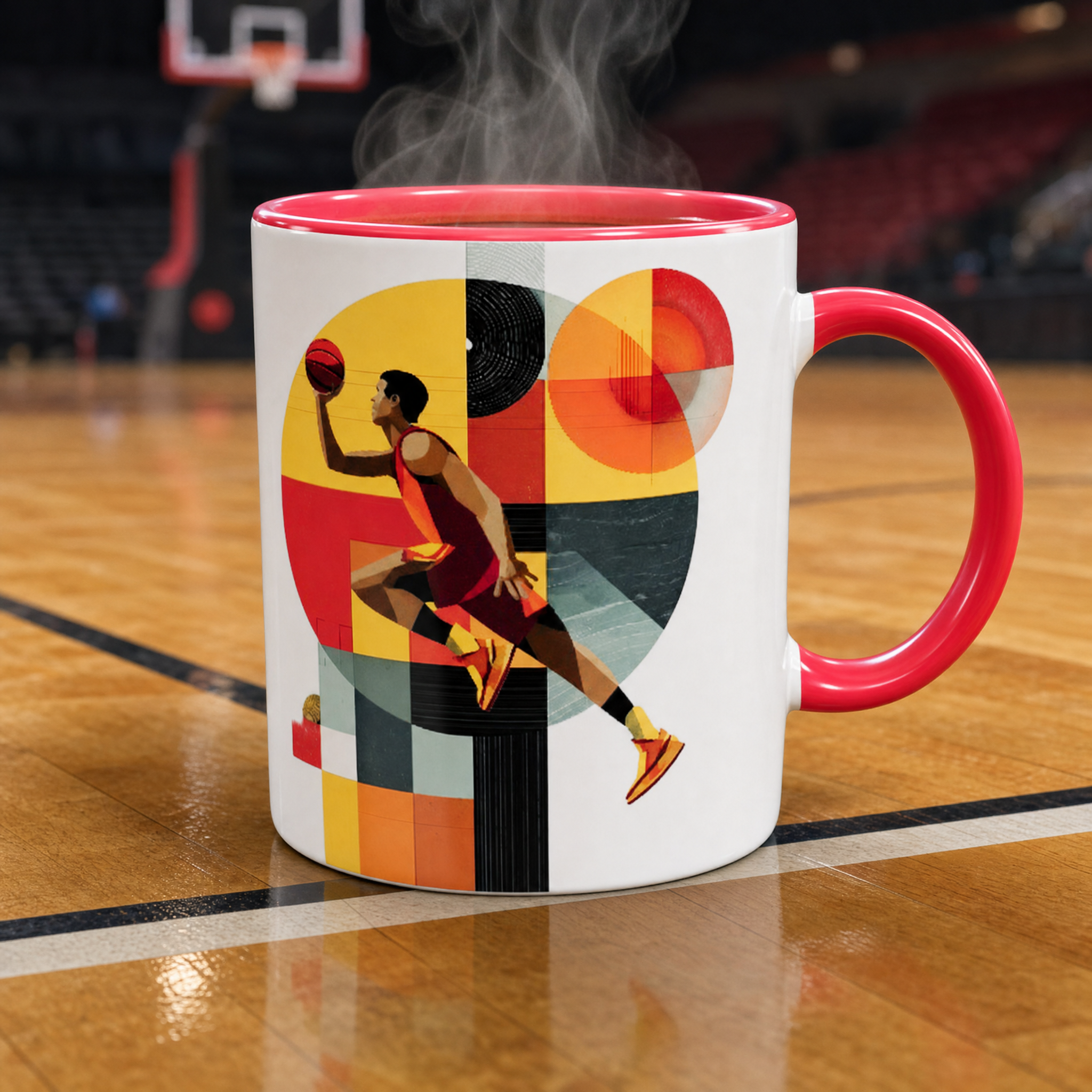 Basketball Coffee Mug — Retro Sport Art Ceramic Cup | Basketball Player Graphic Mug | Sports Fan Gift