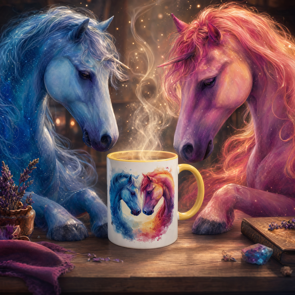 Colorful Horse Mug – Vibrant 11oz Ceramic Coffee Cup with Eye-to-Eye Design