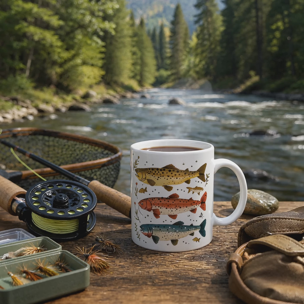 Fisherman Coffee Mug – 11oz Ceramic, Dishwasher & Microwave Safe, Colorful Design