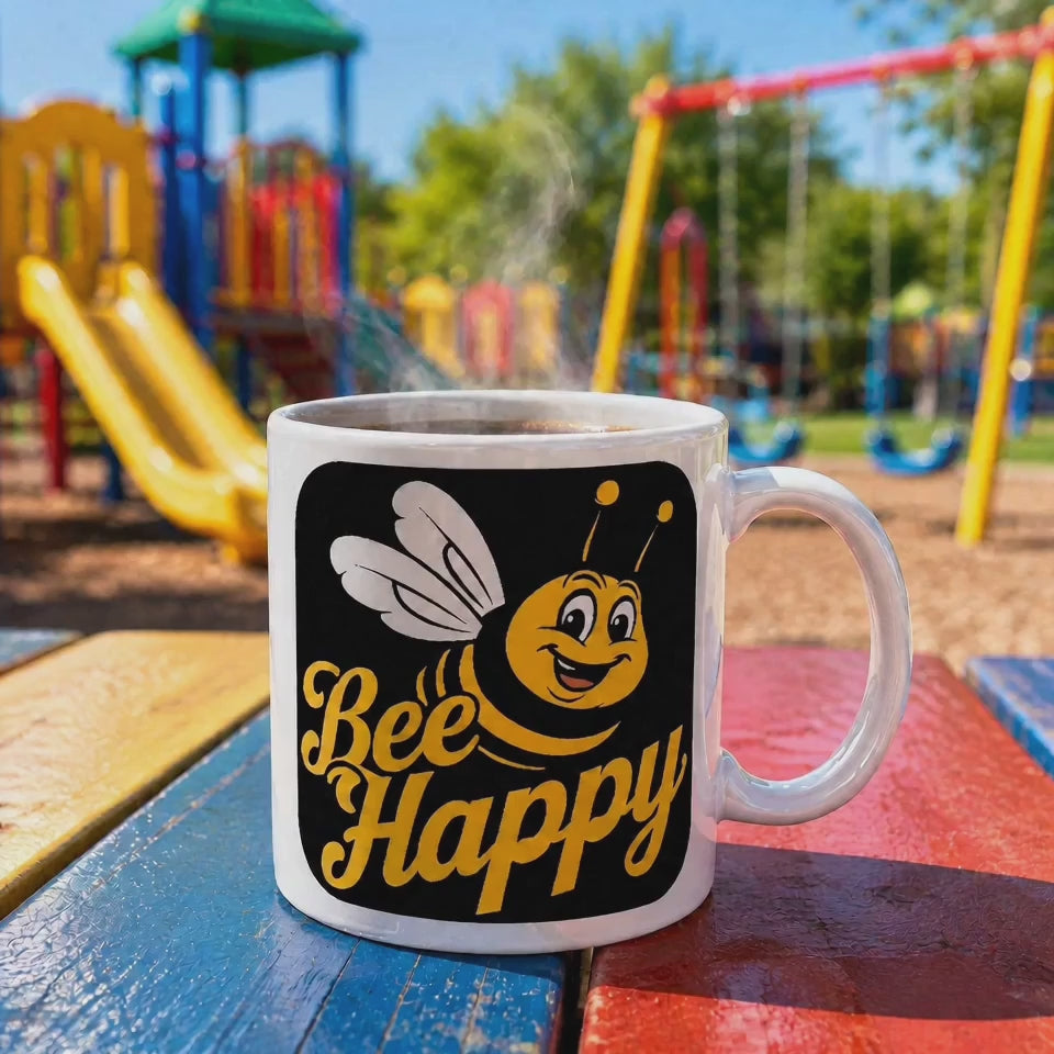 Cute Bee Happy Coffee Mug – Ceramic, Dishwasher & Microwave Safe, 11oz