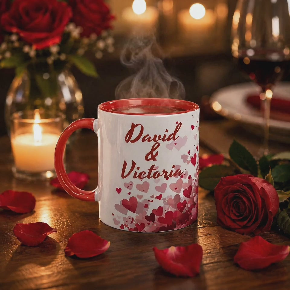 Personalized Love Mug – Custom Couple's Name Gift for Her with Heart Design