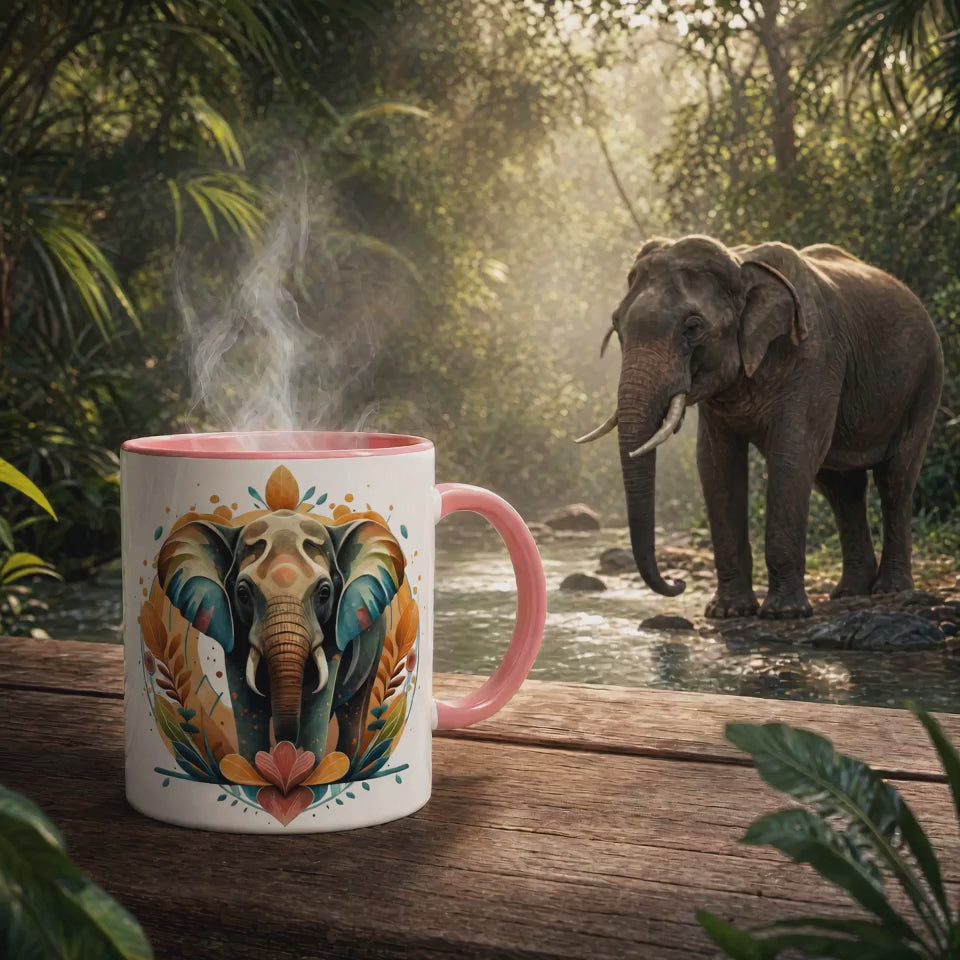 Elephant Art Coffee Mug – Unique Gift, Ceramic 11oz, Dishwasher & Microwave Safe