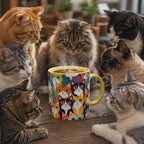Colorful Cats Coffee Mug – 11oz Ceramic, Dishwasher & Microwave Safe, Charming Design