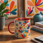 Bright Colourful Abstract Pattern Ceramic Mug – Perfect for Coffee Lovers