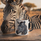 Zebra Safari-Inspired Coffee Mug – Glossy Ceramic, 11oz, Microwave & Dishwasher Safe