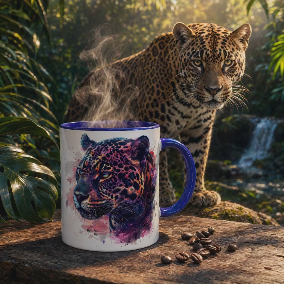Colorful Jaguar Design Ceramic Coffee Mug – 11oz Gift Mug
