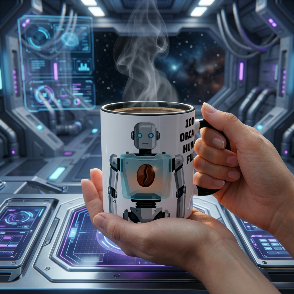 Sci-Fi Robot Coffee Mug Colourful Design